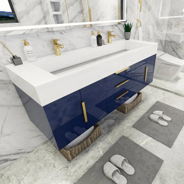 Blossom 60 In. Floating Double Sink Bathroom Vanity With Acrylic Sink Top, & Aluminum Alloy Frame