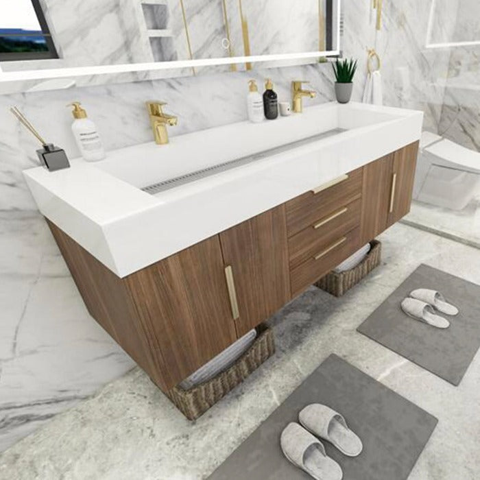 Blossom 60 In. Floating Double Sink Bathroom Vanity With Acrylic Sink Top, & Aluminum Alloy Frame