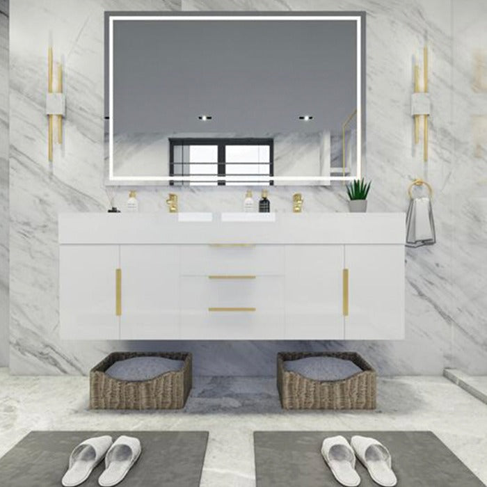 Blossom 60 In. Floating Double Sink Bathroom Vanity With Acrylic Sink Top, & Aluminum Alloy Frame