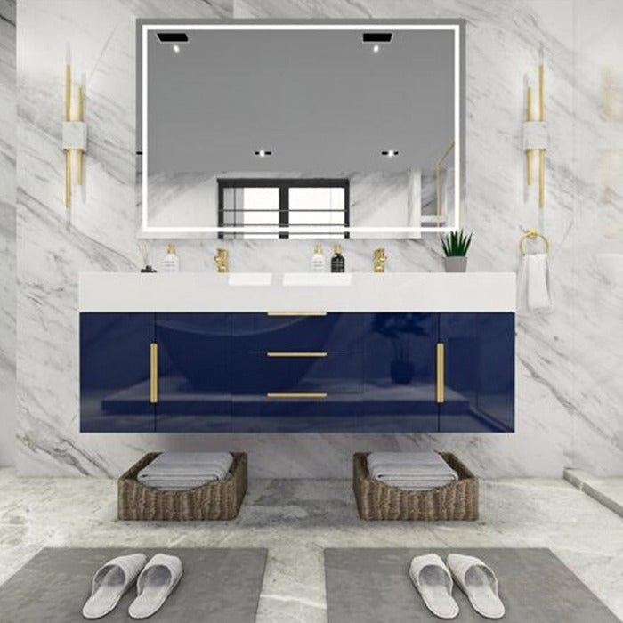 Blossom 60 In. Floating Double Sink Bathroom Vanity With Acrylic Sink Top, & Aluminum Alloy Frame