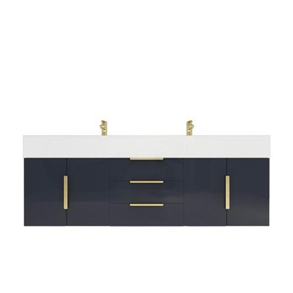 Blossom 60 In. Floating Double Sink Bathroom Vanity With Acrylic Sink Top, & Aluminum Alloy Frame