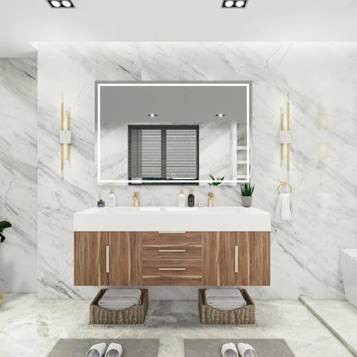 Blossom 60 In. Floating Double Sink Bathroom Vanity With Acrylic Sink Top, & Aluminum Alloy Frame