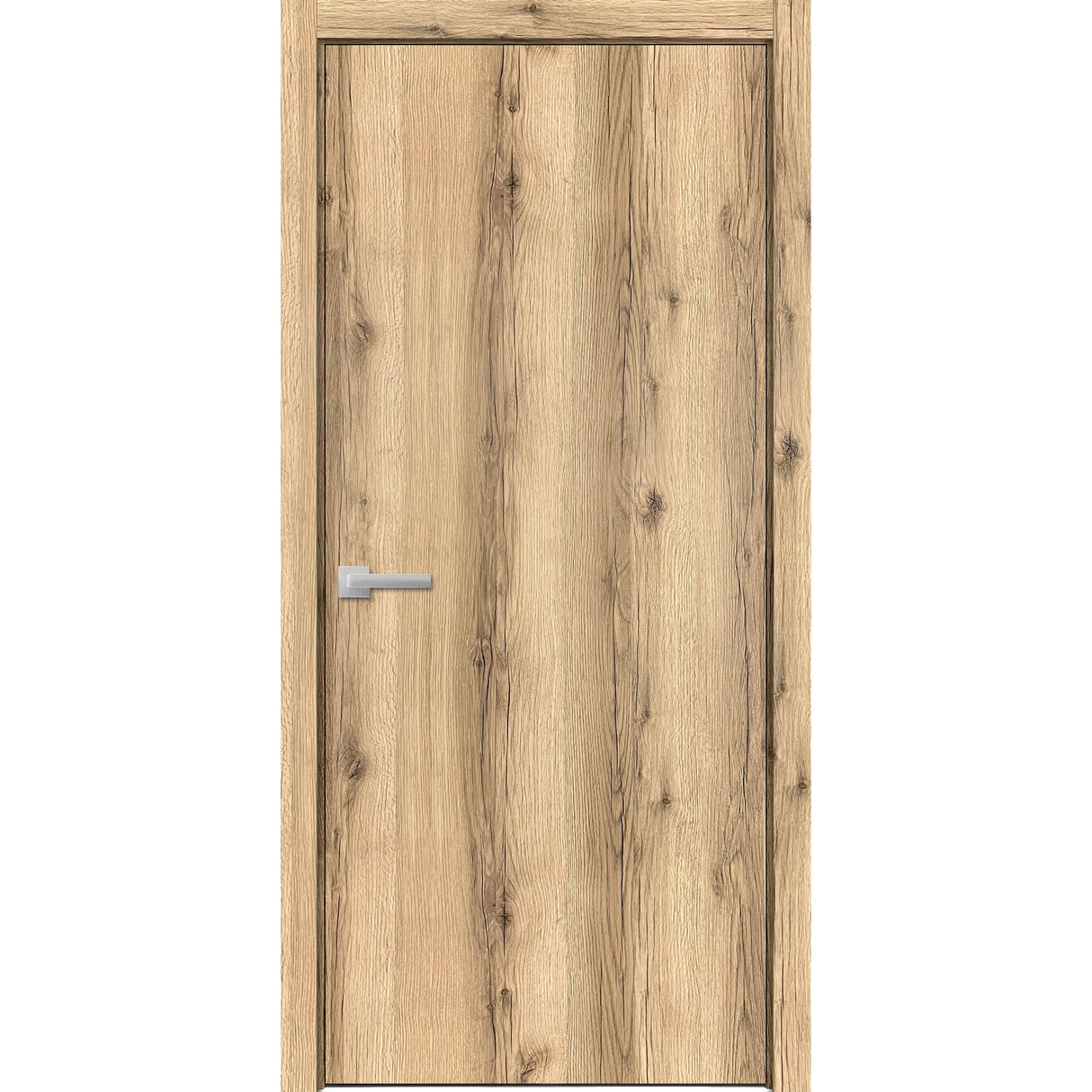 Modern Wood Interior Door with Hardware | Planum 0010 Oak | Single Panel Frame Trims | Bathroom Bedroom Sturdy Doors