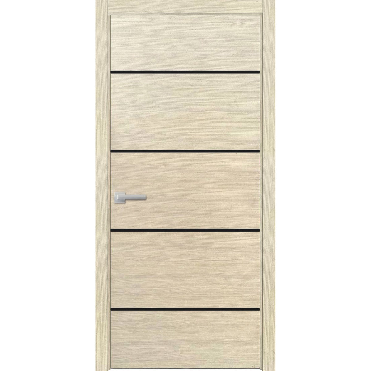Modern Wood Interior Door with Hardware | Planum 0015 Natural Veneer | Single Panel Frame Trims | Bathroom Bedroom Sturdy Doors
