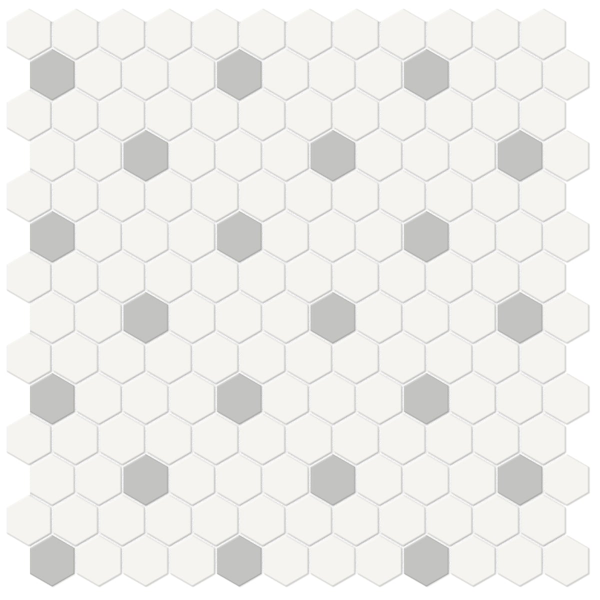 1 In Hexagon Canvas White W/ Insert Soho Loft Grey Matte Glazed Porcelain Mosaic - BUILDMYPLACE