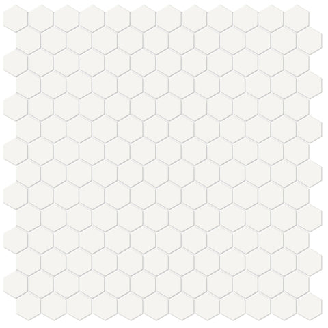 1 In Hexagon Soho Canvas White Matte Glazed Porcelain Mosaic