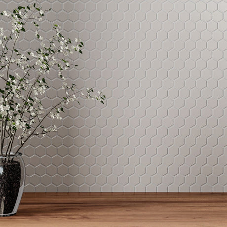 1 In Hexagon Soho Halo Grey Matte Glazed Porcelain Mosaic - BUILDMYPLACE