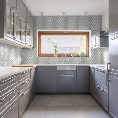 1 In Soho Loft Grey Hexagon Matte Glazed Porcelain Mosaic - BUILDMYPLACE