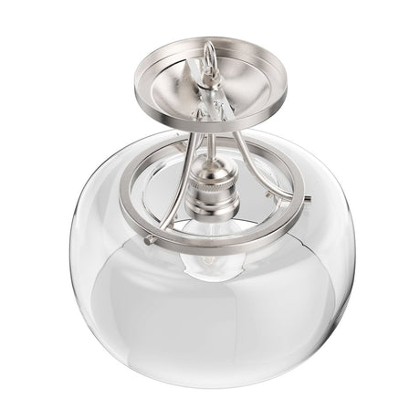 1 - Light Clear Glass Semi Flush Mount Light, Brushed Nickel Ceiling Light, E26 Base, UL Listed for Damp Location, 3 Years Warranty - BUILDMYPLACE