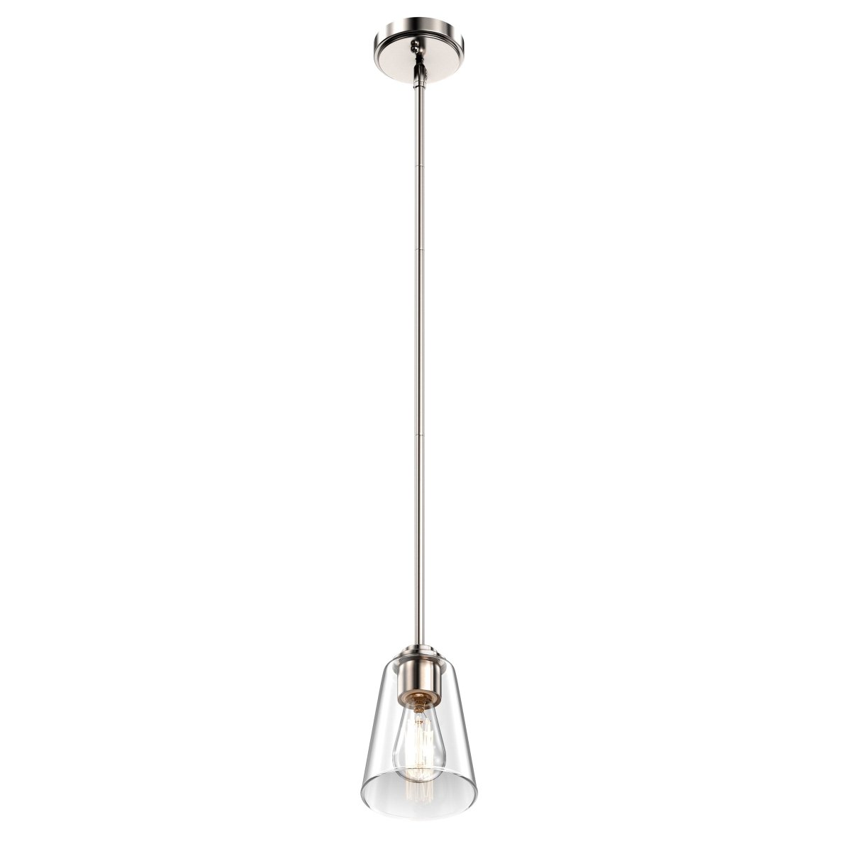 1 - Light Flared Shape Pendant Lighting Fixture with Clear Glass Shade, E26 Base, UL Listed for Damp Location - BUILDMYPLACE