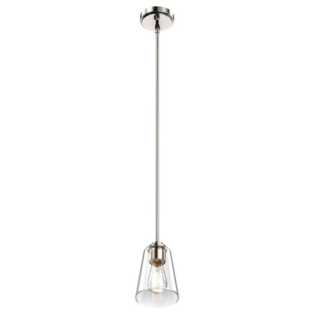 1 - Light Flared Shape Pendant Lighting Fixture with Clear Glass Shade, E26 Base, UL Listed for Damp Location - BUILDMYPLACE