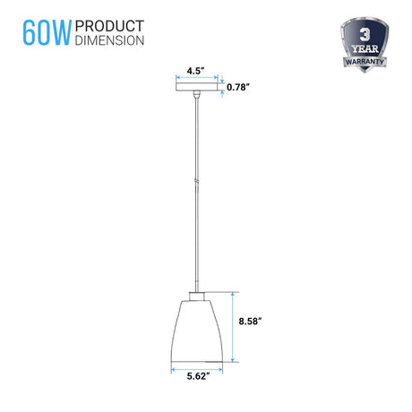 1 - Light Flared Shape Pendant Lighting Fixture with Clear Glass Shade, E26 Base, UL Listed for Damp Location - BUILDMYPLACE