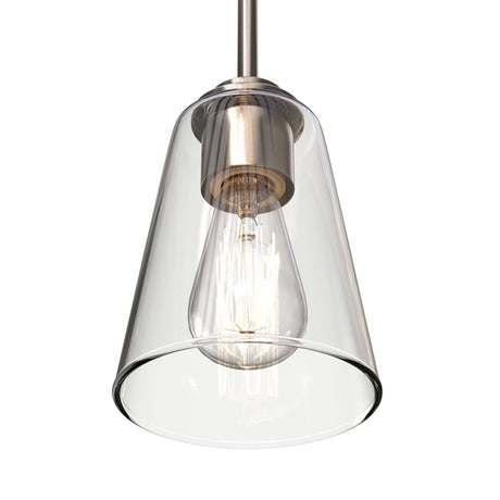 1 - Light Flared Shape Pendant Lighting Fixture with Clear Glass Shade, E26 Base, UL Listed for Damp Location - BUILDMYPLACE