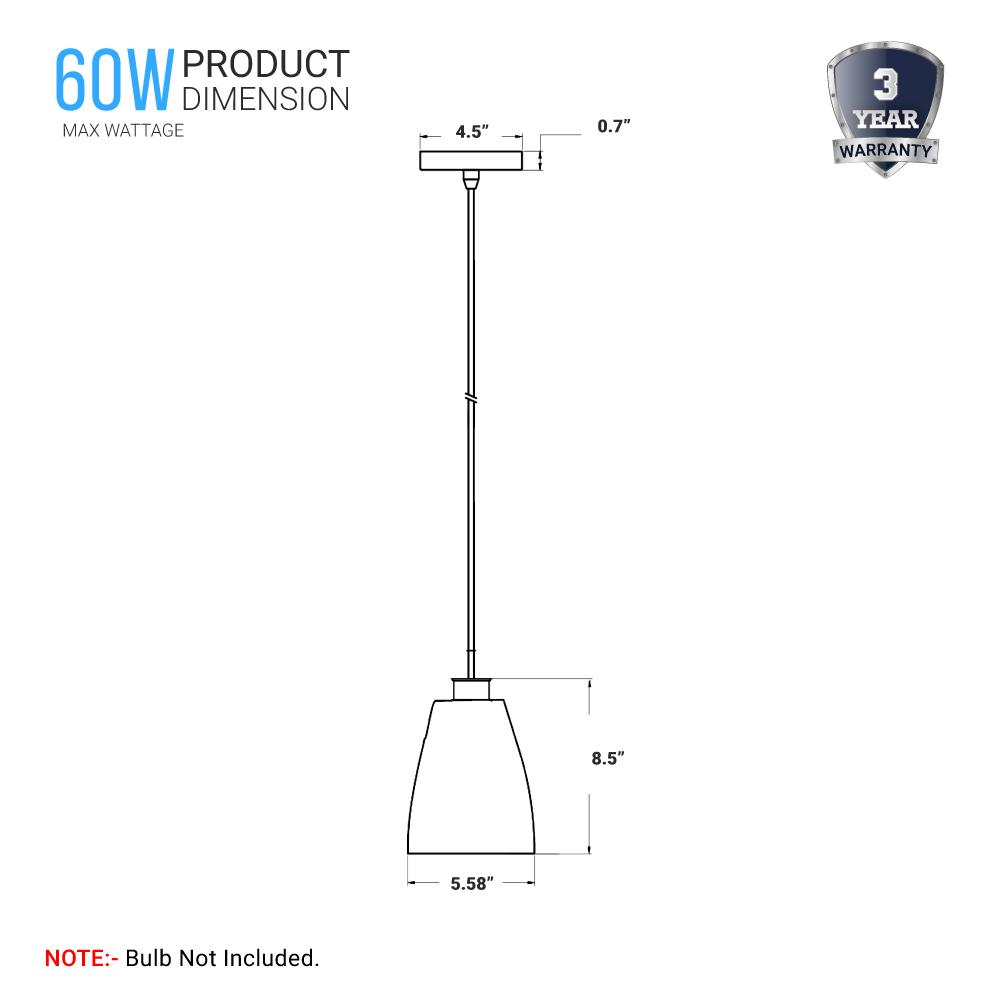 1 - Light Flared Shape Pendant Lighting Fixture with Clear Glass Shade, E26 Base, UL Listed for Damp Location - BUILDMYPLACE