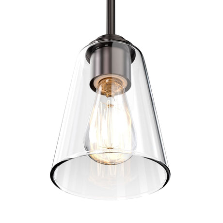 1 - Light Flared Shape Pendant Lighting Fixture with Clear Glass Shade, E26 Base, UL Listed for Damp Location - BUILDMYPLACE
