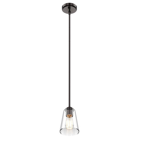 1 - Light Flared Shape Pendant Lighting Fixture with Clear Glass Shade, E26 Base, UL Listed for Damp Location - BUILDMYPLACE