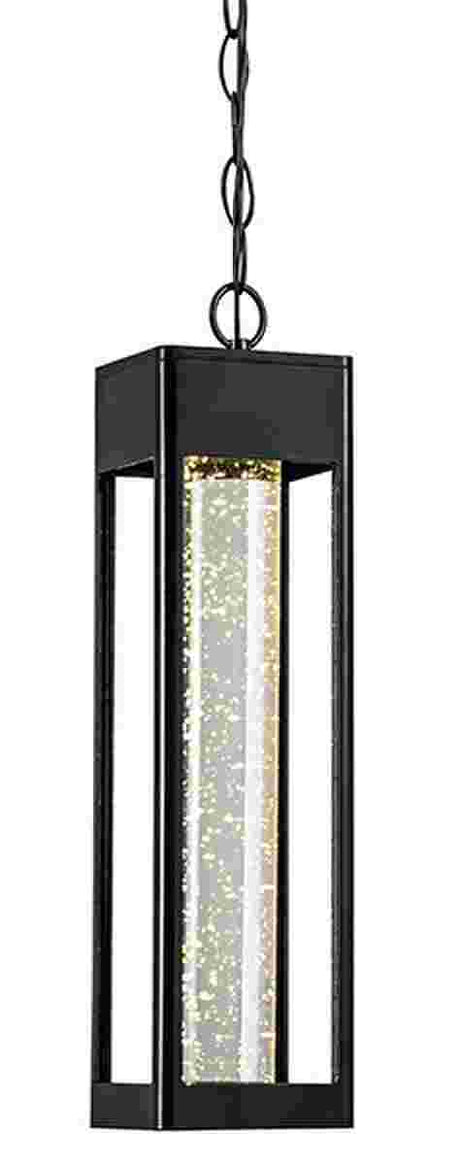 1 - Light LED Integrated Black Outdoor Ceiling Light, 11W 3CCT, Bubble Glass, Pendant - BUILDMYPLACE