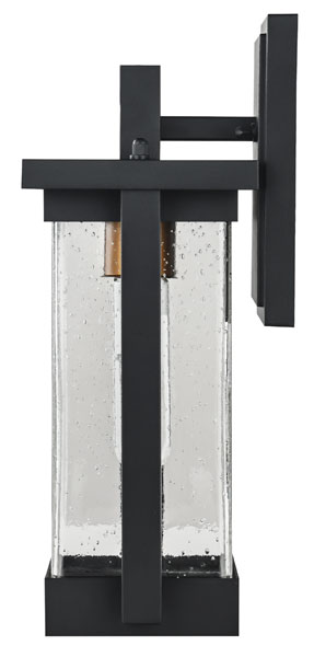 1 - Light Outdoor Wall Sconce, Matte Black, Clear Seeded Glass Shade, Outdoor Lighting Modern, Front Porch Décor, E26 Bulb, Patio Decor - BUILDMYPLACE