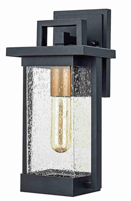 1 - Light Outdoor Wall Sconce, Matte Black, Clear Seeded Glass Shade, Outdoor Lighting Modern, Front Porch Décor, E26 Bulb, Patio Decor - BUILDMYPLACE