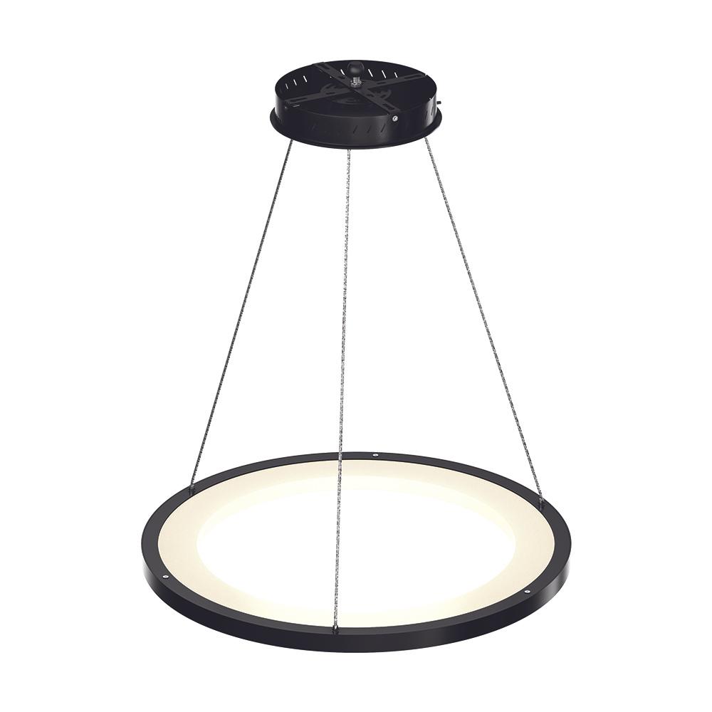 1 - Ring LED Pendant Light, 35W, 3000K - 6500K, 966LM, Dimmable, Matte Black Body Finish, Diameter 23.6''×71'' - BUILDMYPLACE