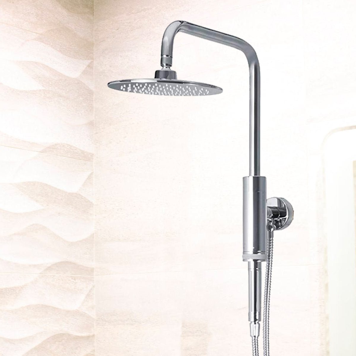 1 Spray Dual Shower Head And Handheld Shower Head - Bathroom Shower Head With Hose - Brushed Nickel - BUILDMYPLACE