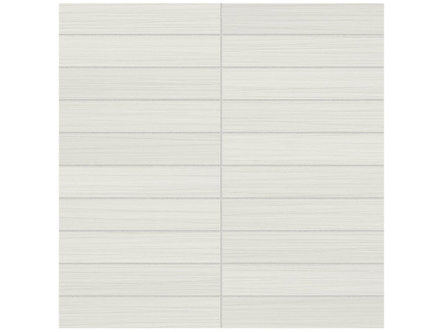 1 X 6 In Stacked Zera Annex Bianco Matte Color Body Porcelain Mosaic - BUILDMYPLACE