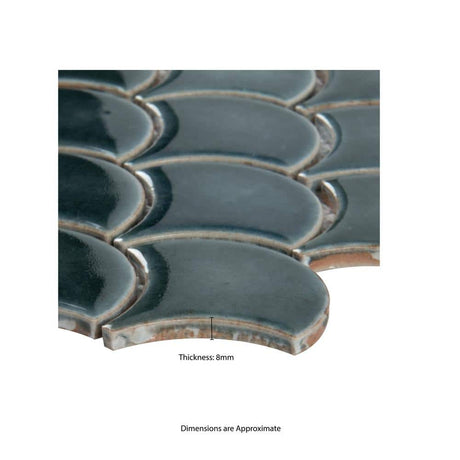 10" X 13"Azul Scallop Glossy Blue Porcelain Mosaic Sheet (9.1SQ FT/CTN) - BUILDMYPLACE