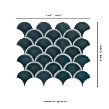 10" X 13"Azul Scallop Glossy Blue Porcelain Mosaic Sheet (9.1SQ FT/CTN) - BUILDMYPLACE