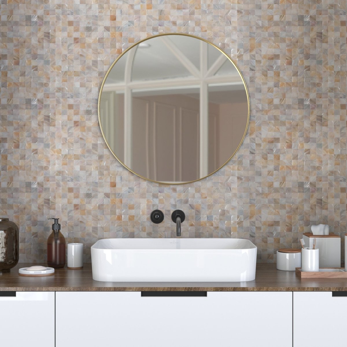 11 X 12 in. Mother of Pearl Polished Square Mosaic Tile - BUILDMYPLACE