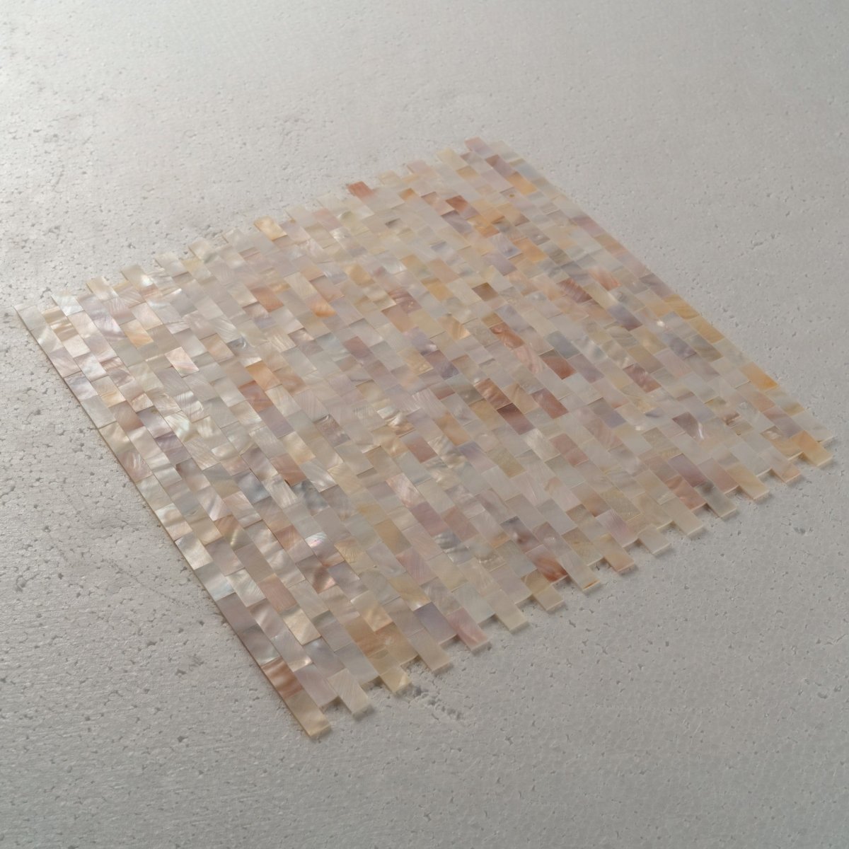 11 X 12 in. Mother of Pearl White Polished Brick Mosaic Tile - BUILDMYPLACE