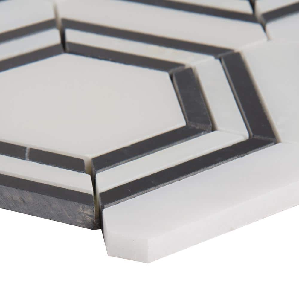 11" X 13" Georama Nero Polished Geometric Black Hexagon Mosaic Sheet (9.9SQ FT/CTN) - BUILDMYPLACE