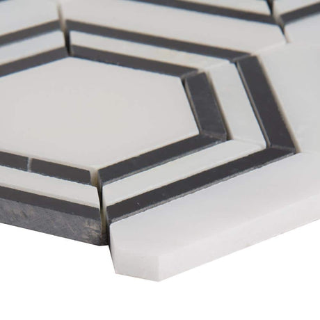 11" X 13" Georama Nero Polished Geometric Black Hexagon Mosaic Sheet (9.9SQ FT/CTN) - BUILDMYPLACE