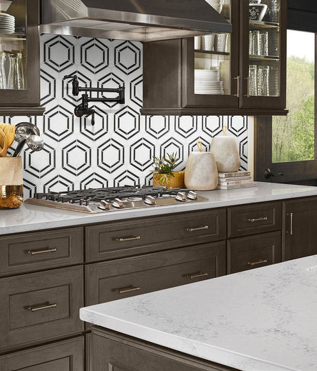 11" X 13" Georama Nero Polished Geometric Black Hexagon Mosaic Sheet (9.9SQ FT/CTN) - BUILDMYPLACE
