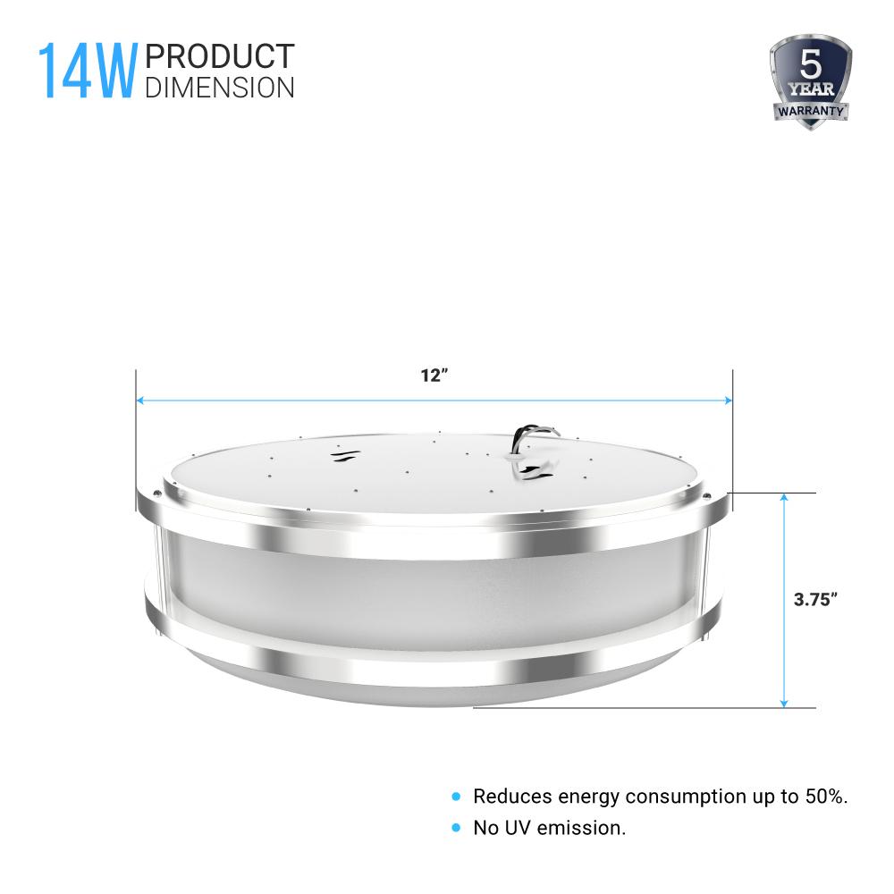 12 in. Dimmable LED Flush Mount Ceiling Lights, Double Ring, 14W, 1100LM, 3000K Warm White, Brushed Nickel Finish Steel, ETL Listed, For Hallway Kitchen Stairwell - BUILDMYPLACE