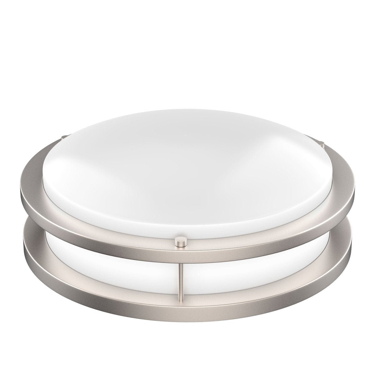 12 in. Dimmable LED Flush Mount Ceiling Lights, Double Ring, 14W, 1100LM, 3000K Warm White, Brushed Nickel Finish Steel, ETL Listed, For Hallway Kitchen Stairwell - BUILDMYPLACE