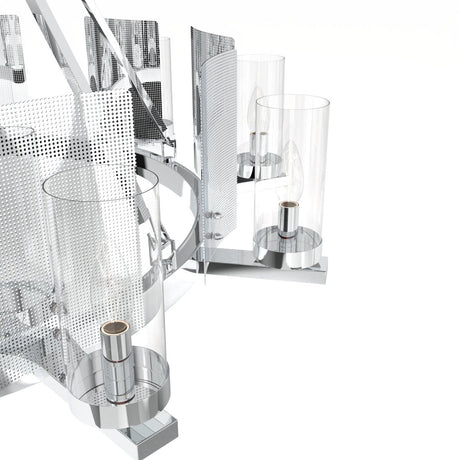 12 - Light Ring Chandelier Ceiling Light in Chrome Finish with Clear Glass, Diam 50" Height 39", 120V, Bulb Type B10, Socket Type E12, Max wattage Per Socket 60W - BUILDMYPLACE