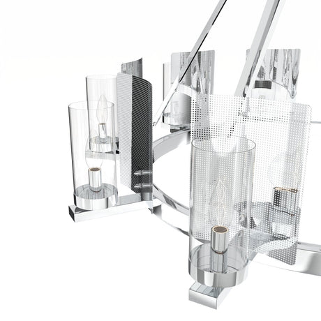 12 - Light Ring Chandelier Ceiling Light in Chrome Finish with Clear Glass, Diam 50" Height 39", 120V, Bulb Type B10, Socket Type E12, Max wattage Per Socket 60W - BUILDMYPLACE