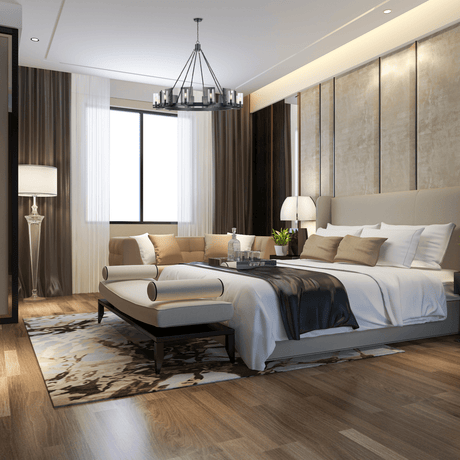 12 - Light Ring Chandelier Ceiling Light in Matte Black Finish with Clear Glass, Diam 50" Height 39", 120V, Bulb Type B10, Socket Type E12, Max wattage Per Socket 60W - BUILDMYPLACE