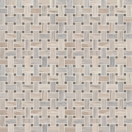 12" X 12" Angora Basketweave Polished Warm White Mosaic Sheet (10SQ FT/CTN) - BUILDMYPLACE