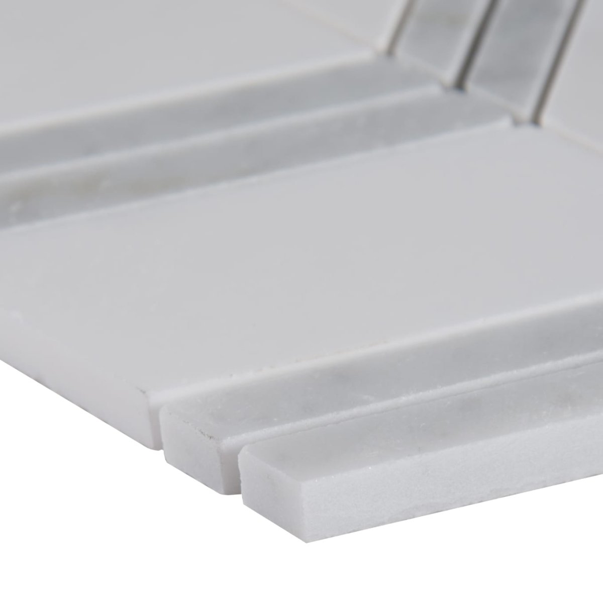 12" X 12" Bianco Dolomite Chevron Polished Chevron Mosaic Sheet (10SQ FT/CTN) - BUILDMYPLACE