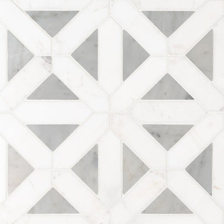 12" X 12" Bianco Dolomite Geometrica Polished White Marble Mosaic Tile (10SQ FT/CTN) - BUILDMYPLACE