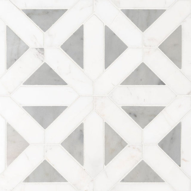 12" X 12" Bianco Dolomite Geometrica Polished White Marble Mosaic Tile (10SQ FT/CTN) - BUILDMYPLACE