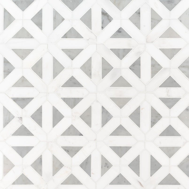 12" X 12" Bianco Dolomite Geometrica Polished White Marble Mosaic Tile (10SQ FT/CTN) - BUILDMYPLACE