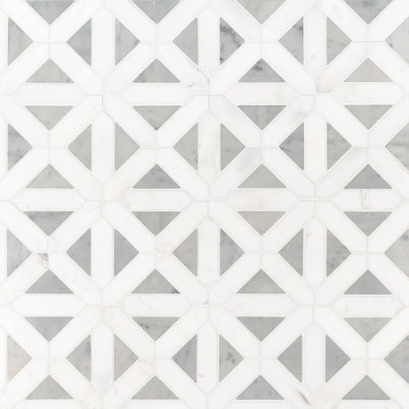 12" X 12" Bianco Dolomite Geometrica Polished White Marble Mosaic Tile (10SQ FT/CTN) - BUILDMYPLACE