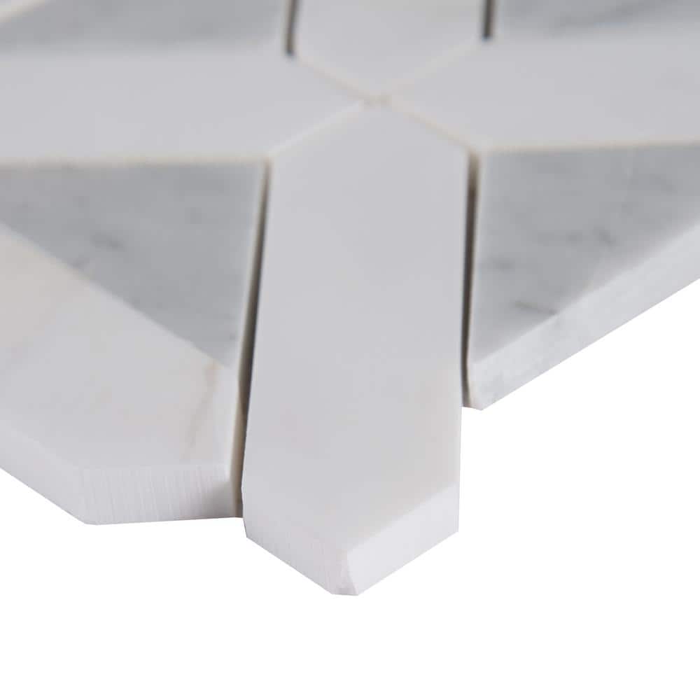 12" X 12" Bianco Dolomite Geometrica Polished White Marble Mosaic Tile (10SQ FT/CTN) - BUILDMYPLACE