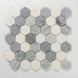12 X 12 in. Eastern Gray and White 2 in. Hexagon Polished Marble Mosaic Tile - BUILDMYPLACE