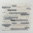 12 X 12 in. Gray and White Polished 5/8" Linear Marble Mosaic - BUILDMYPLACE