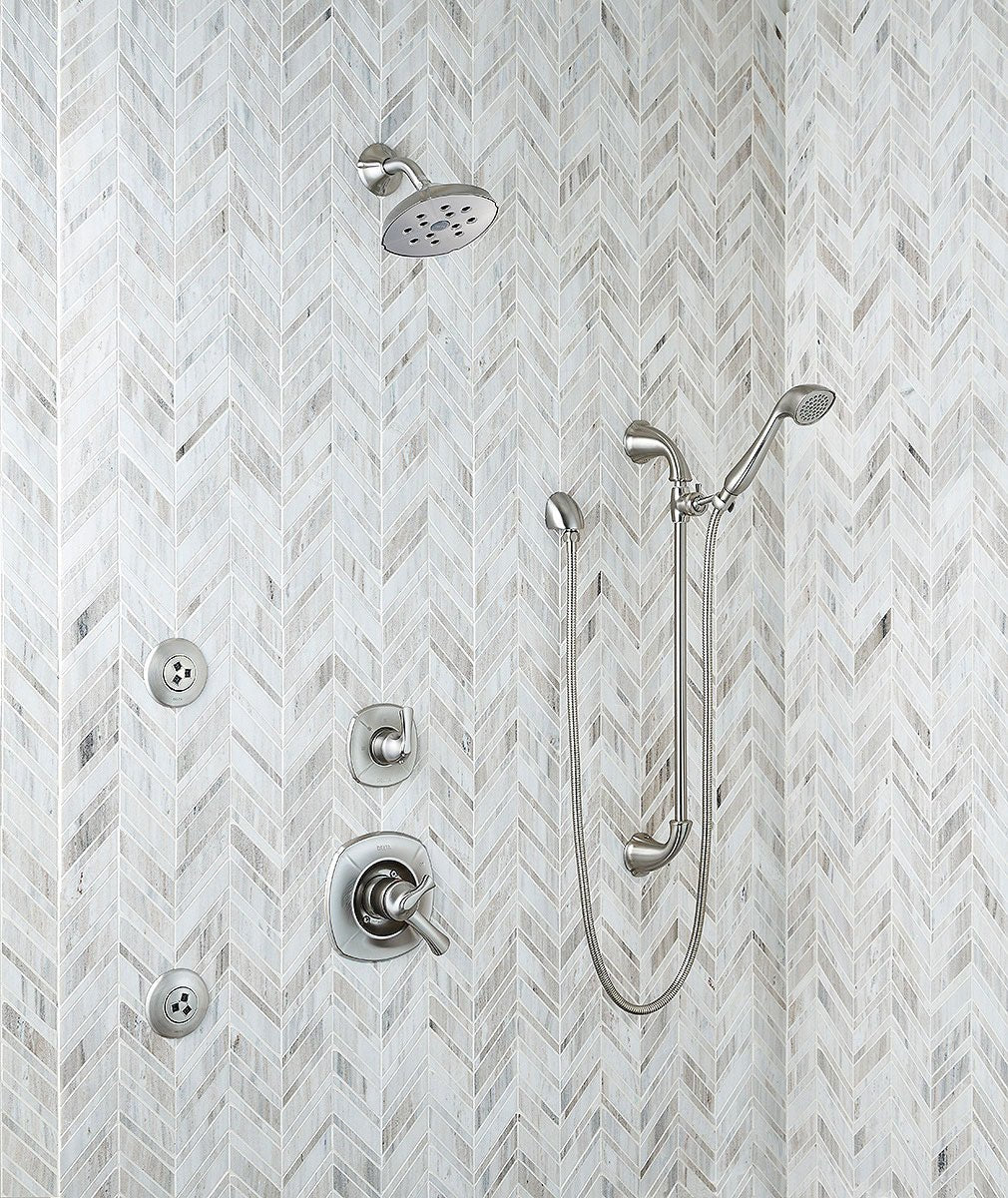 12" X 12" Palisandro Polished Beige Marble Chevron Mosaic Sheet (10SQ FT/CTN) - BUILDMYPLACE