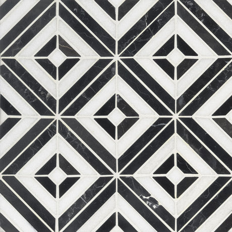 12" X 12" Rhombix Nero Polished Black Geometric Marble Square Wall and Floor Mosaic Tile (10SQ FT/CTN) - BUILDMYPLACE