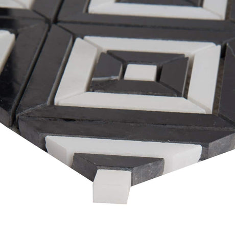 12" X 12" Rhombix Nero Polished Black Geometric Marble Square Wall and Floor Mosaic Tile (10SQ FT/CTN) - BUILDMYPLACE